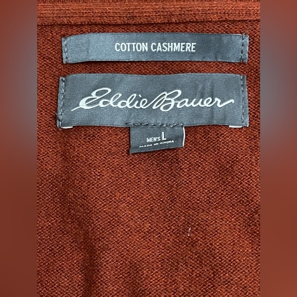 Eddie Bauer Cotton Cashmere Copper Burnt Orange Men Casual Sweater Size Large - Picture 5 of 6
